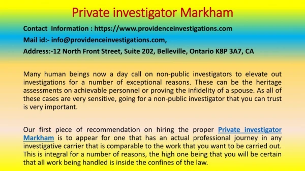 How to Stay Popular in the private investigator Markham World