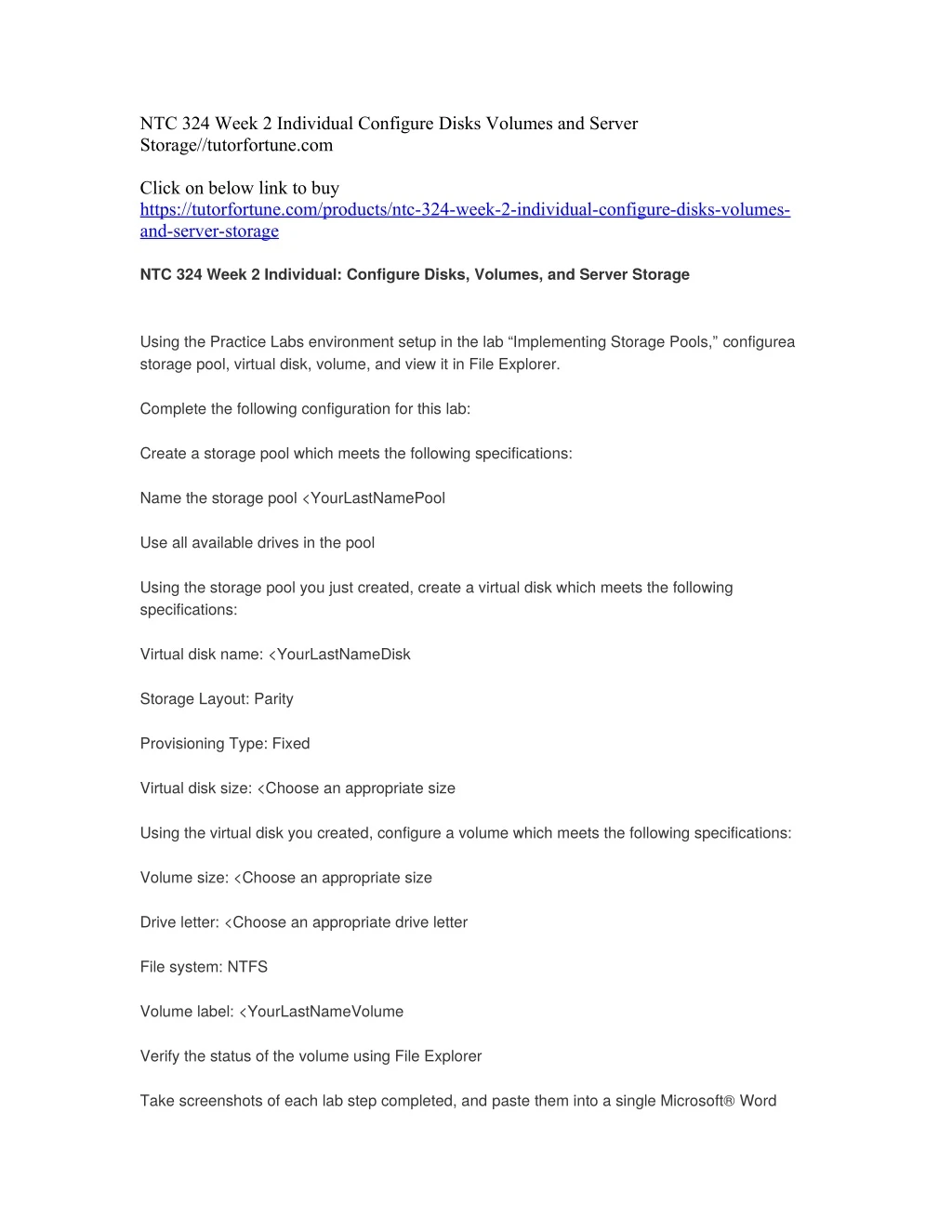ntc 324 week 2 individual configure disks volumes