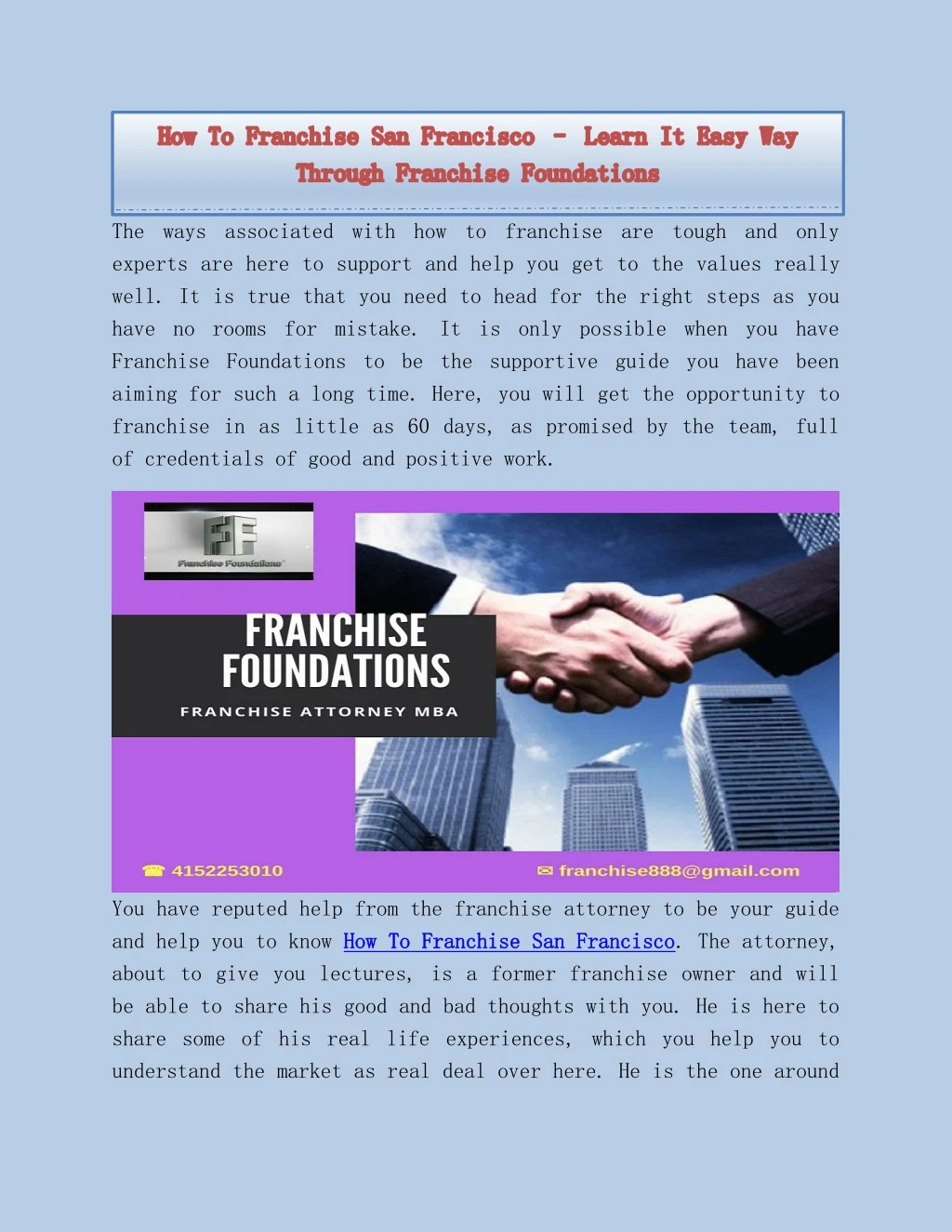 the ways associated with how to franchise