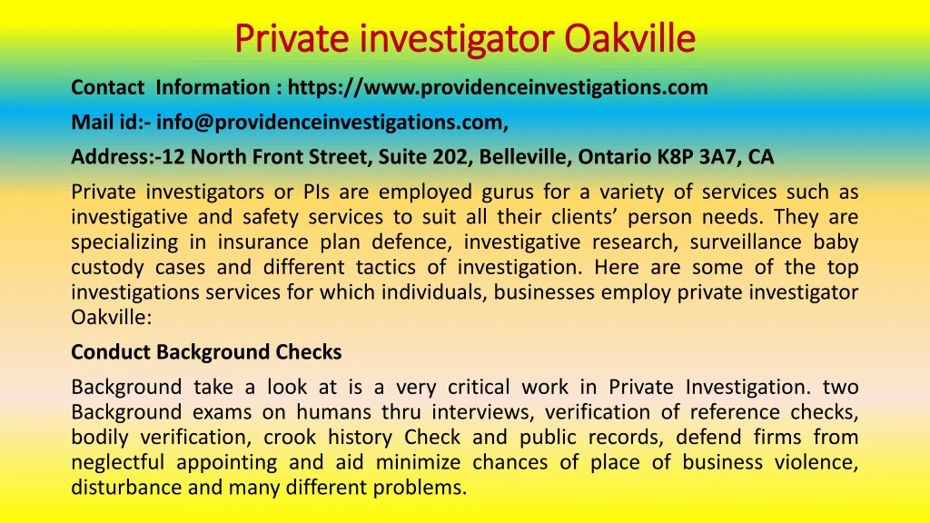 private investigator oakville