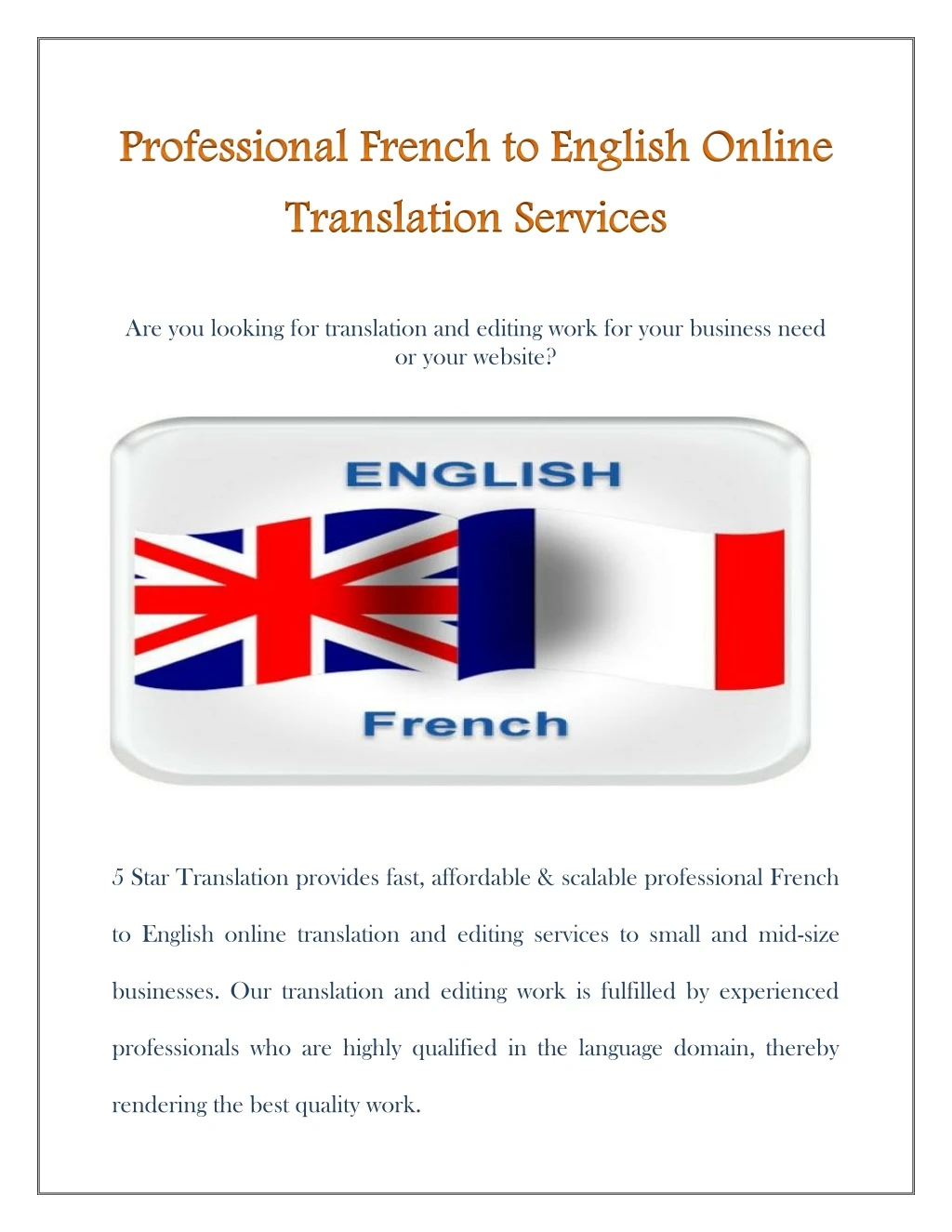are you looking for translation and editing work