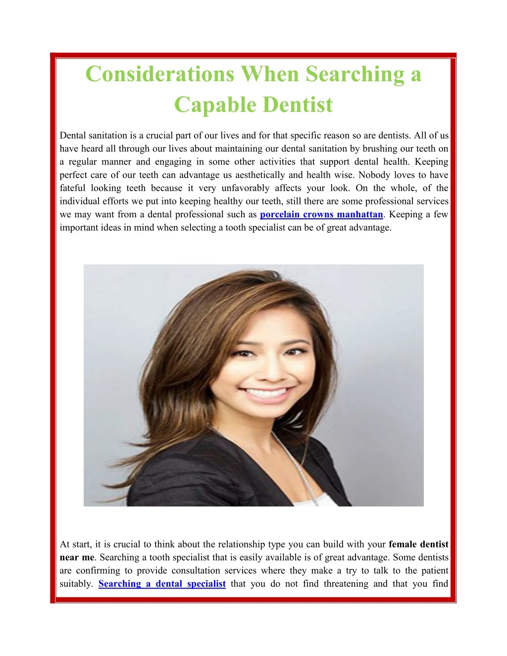 considerations when searching a capable dentist