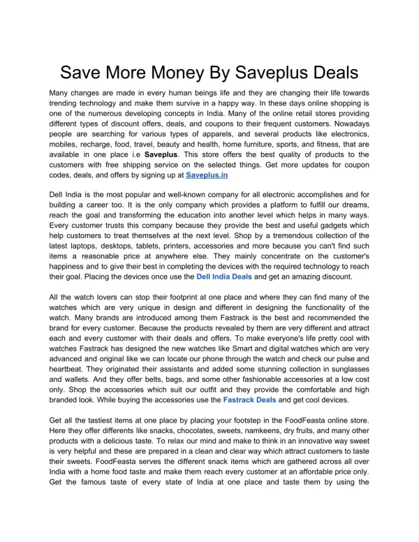 Save More Money By Saveplus Deals