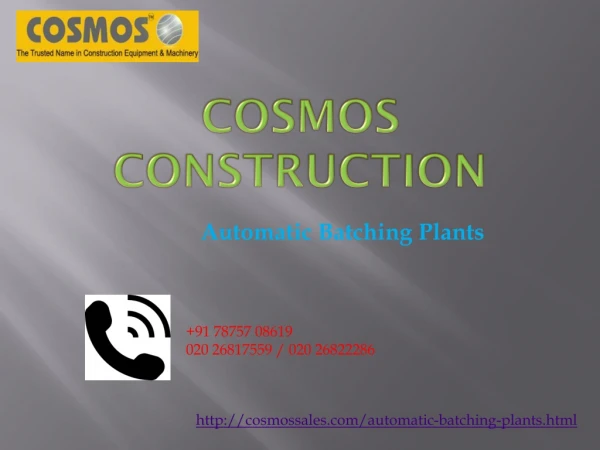Automatic Batching Plants| Automatic Batching Plants in pune|Cosmos Construction.