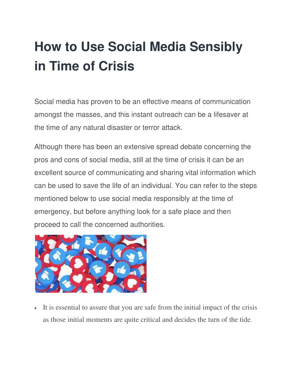 how to use social media sensibly in time of crisis