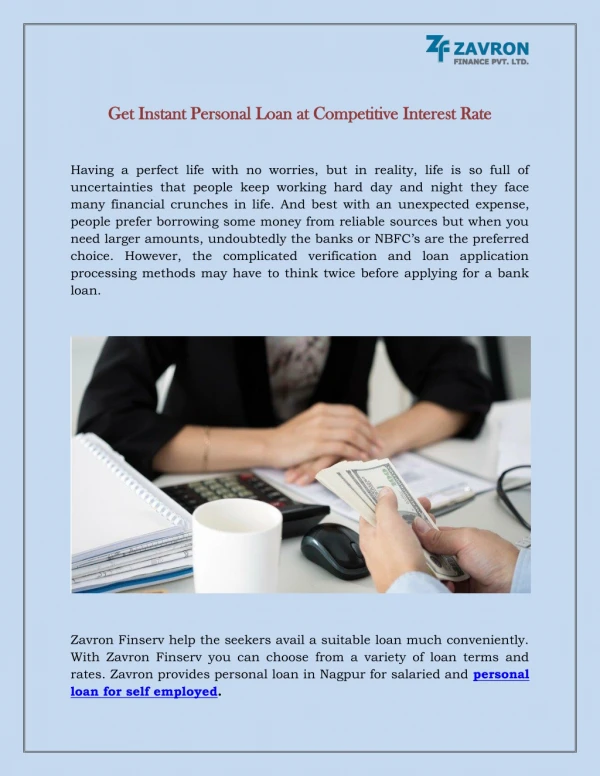 Get Instant Personal Loan at Competitive Interest Rate