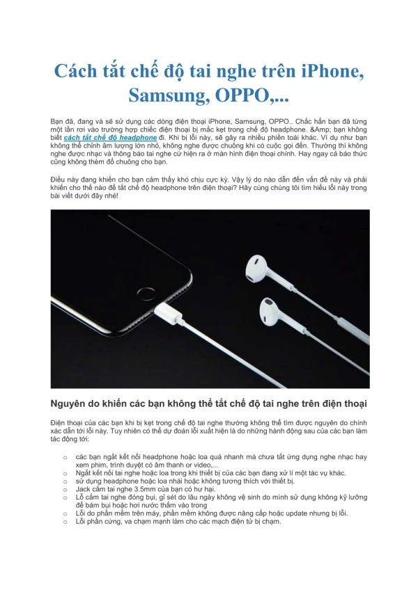 Cách tắt chế độ tai nghe trên iPhone, Samsung, OPPO,...