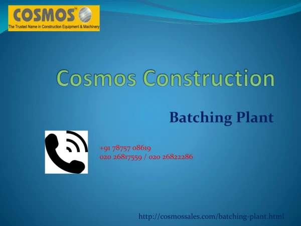 Batching Plants manufactures in pune|Batching Plants suppliers in pune|Cosmos Construction.