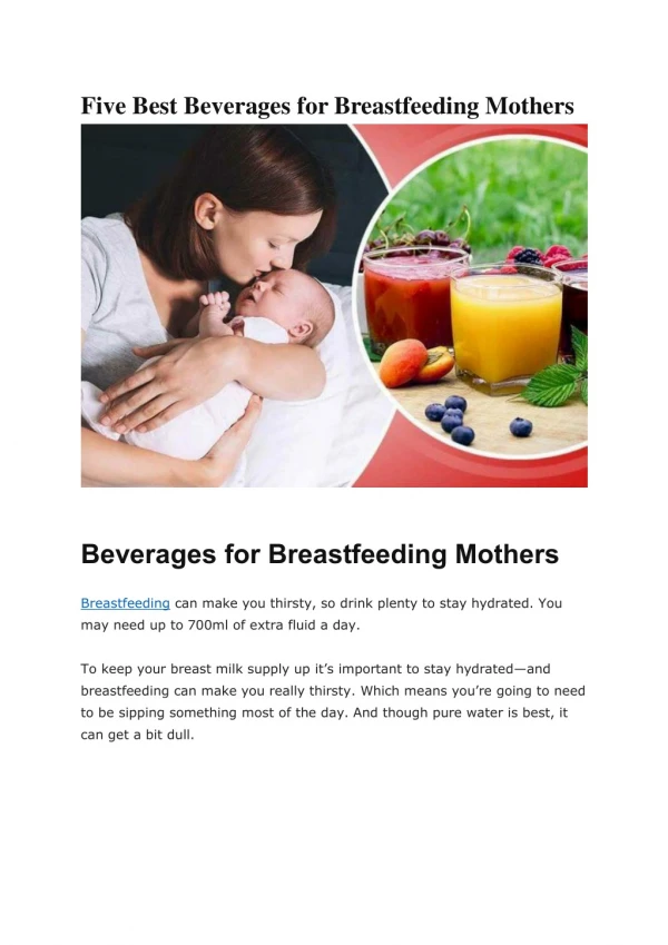 Five Best Beverages For Breastfeeding Mothers
