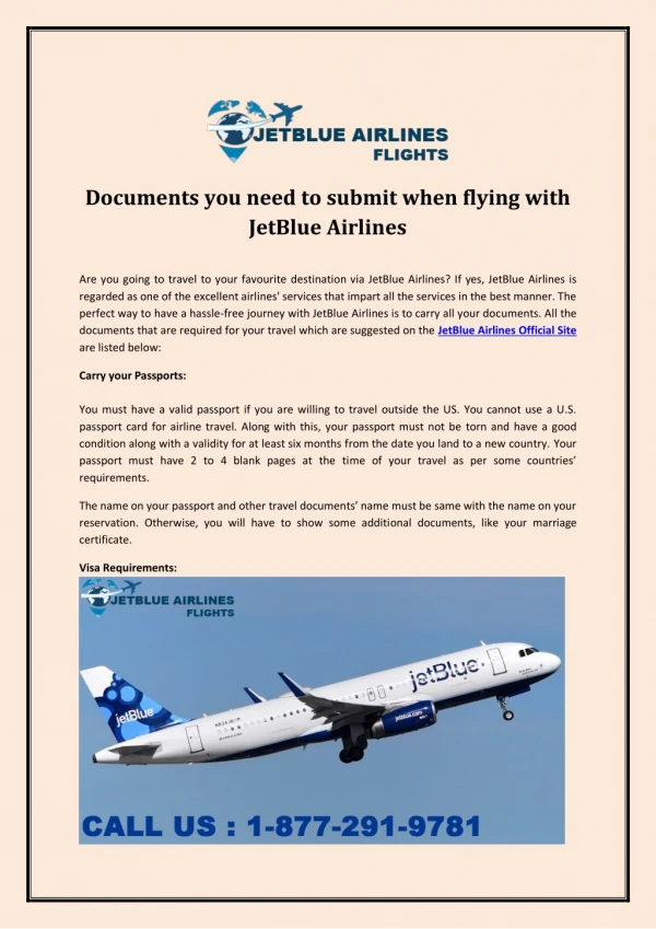 Documents you need to submit when flying with JetBlue Airlines