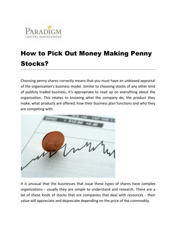 How to Pick Out Money Making Penny Stocks?