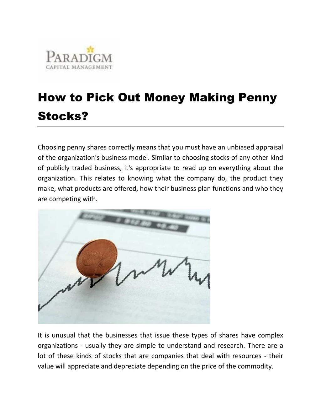 how to pick out money making penny stocks