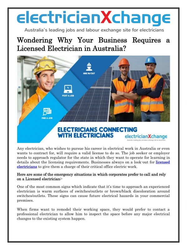 Wondering Why Your Business Requires a Licensed Electrician in Australia