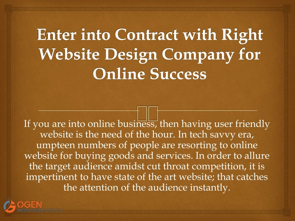 enter into contract with right website design company for online success