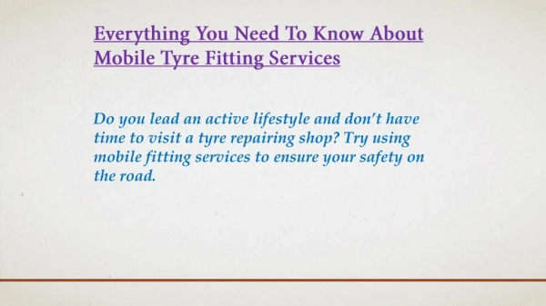 Same day mobile tyre fitting