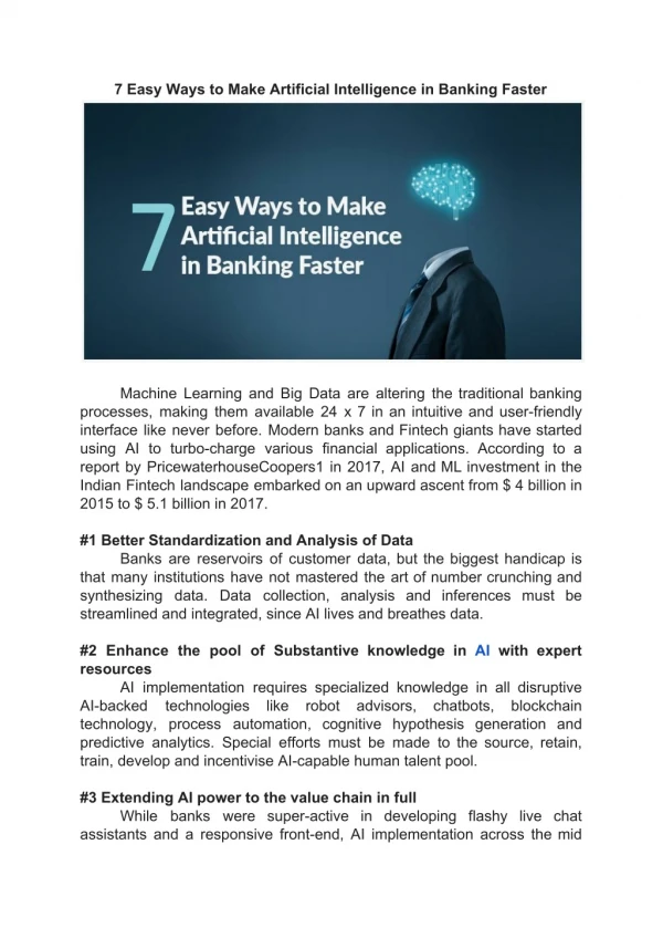 7 Easy Ways to Make Artificial Intelligence in Banking Faster