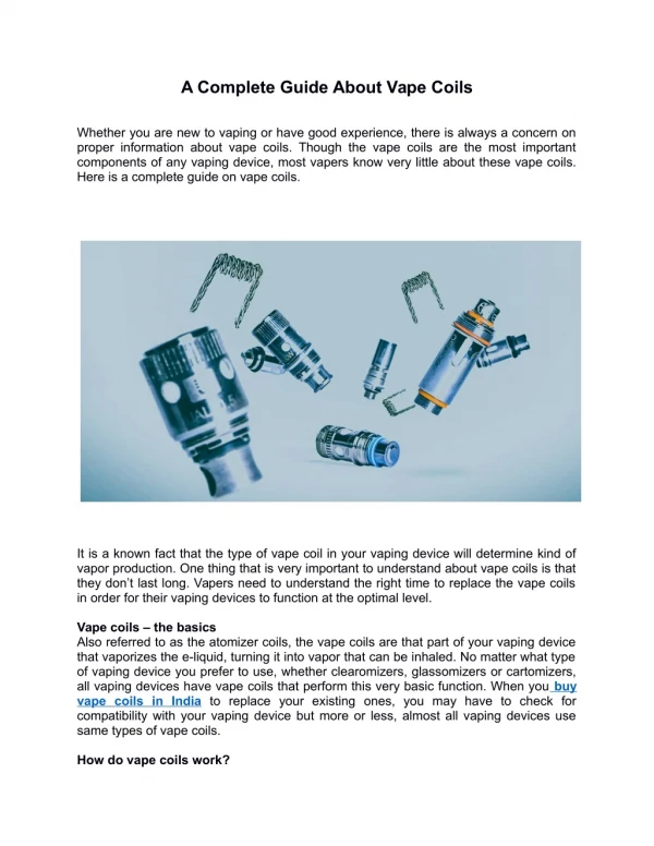 A Complete Guide About Vape Coils