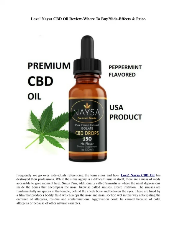 What Is The Love! Naysa CBD Oil Price?