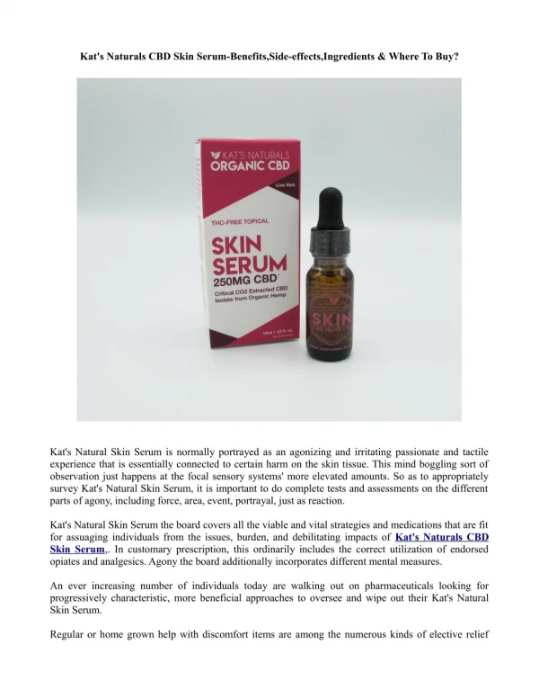 Kat's Naturals CBD Skin Serum: Review, Pills, Price, & Where to Buy?