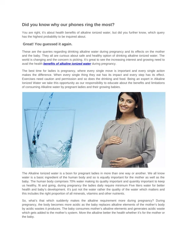 Benefits of Drinking Alkaline Ionized Water During Pregnancy Chanson India