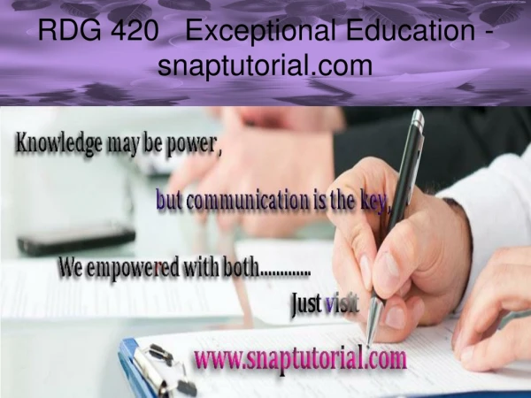 RDG 420 Exceptional Education - snaptutorial.com