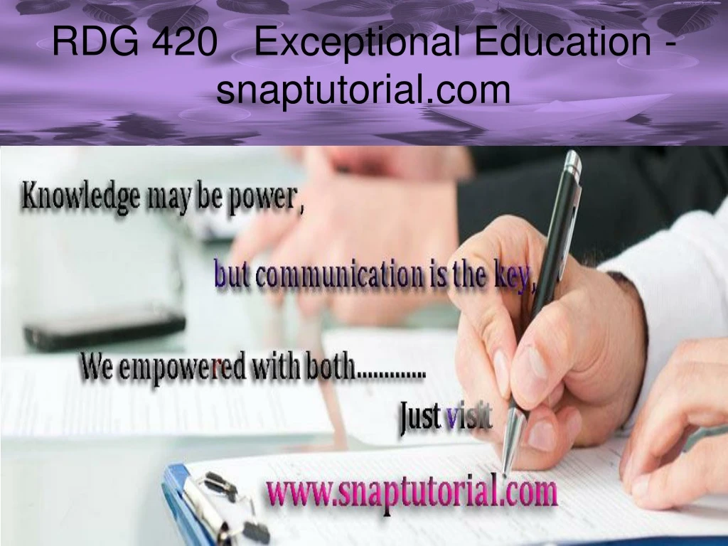 rdg 420 exceptional education snaptutorial com