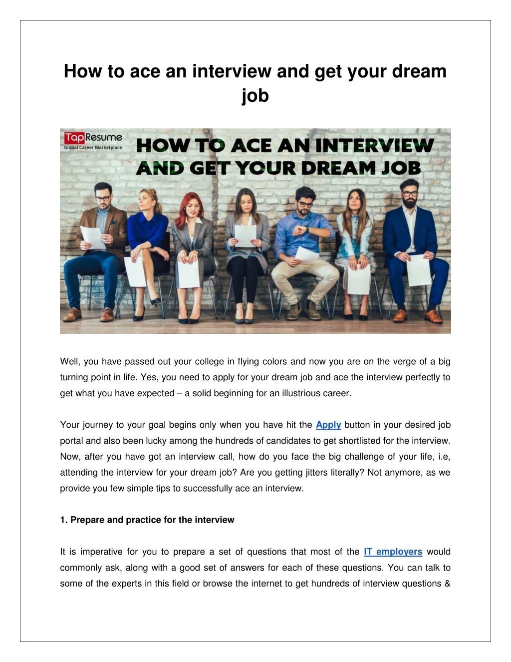 how to ace an interview and get your dream job