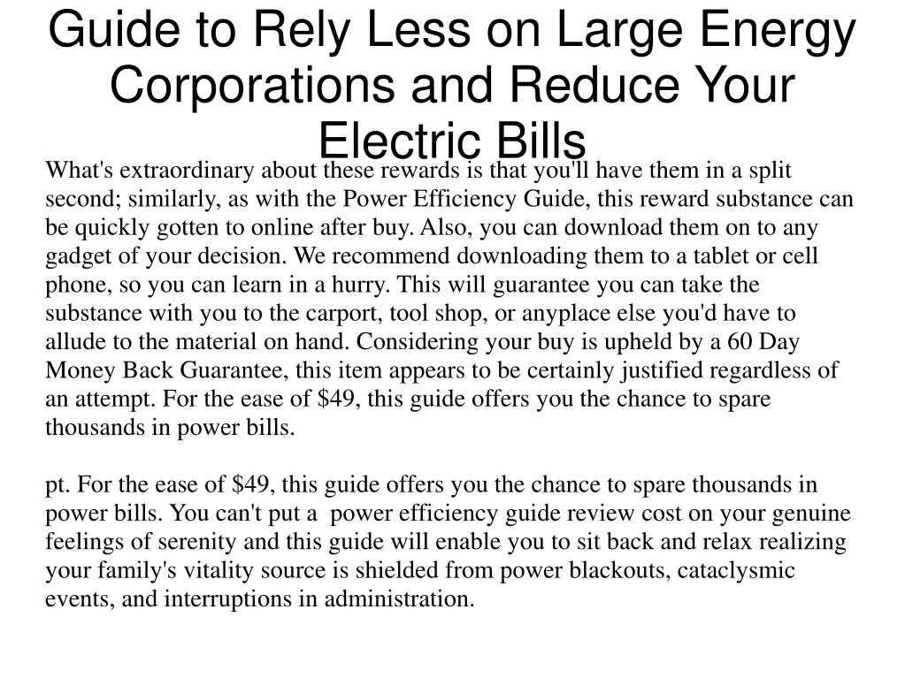 guide to rely less on large energy corporations and reduce your electric bills