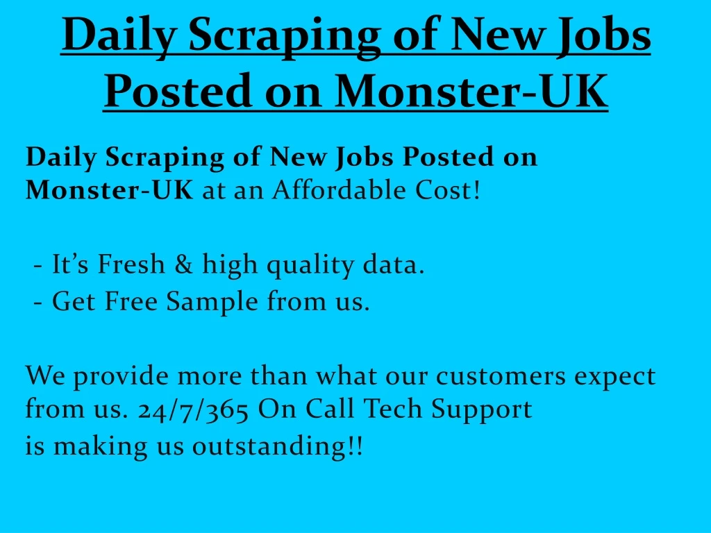 daily scraping of new jobs posted on monster uk