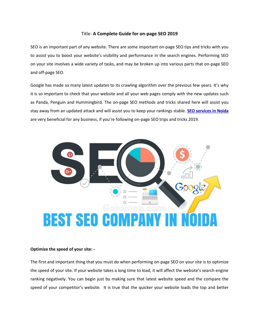 title a complete guide for on page seo 2019