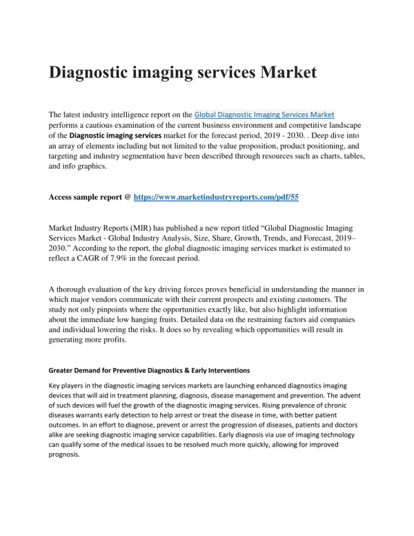 Diagnostic Imaging Services Market by Modality (Diagnostic Radiology, Ultrasound, Computed Tomography (CT), Magnetic Res