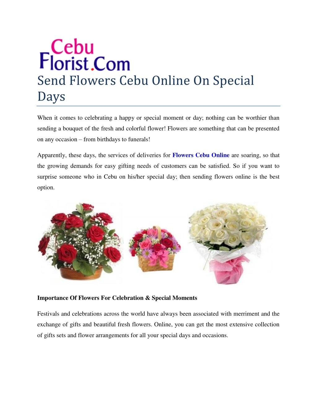 send flowers cebu online on special days
