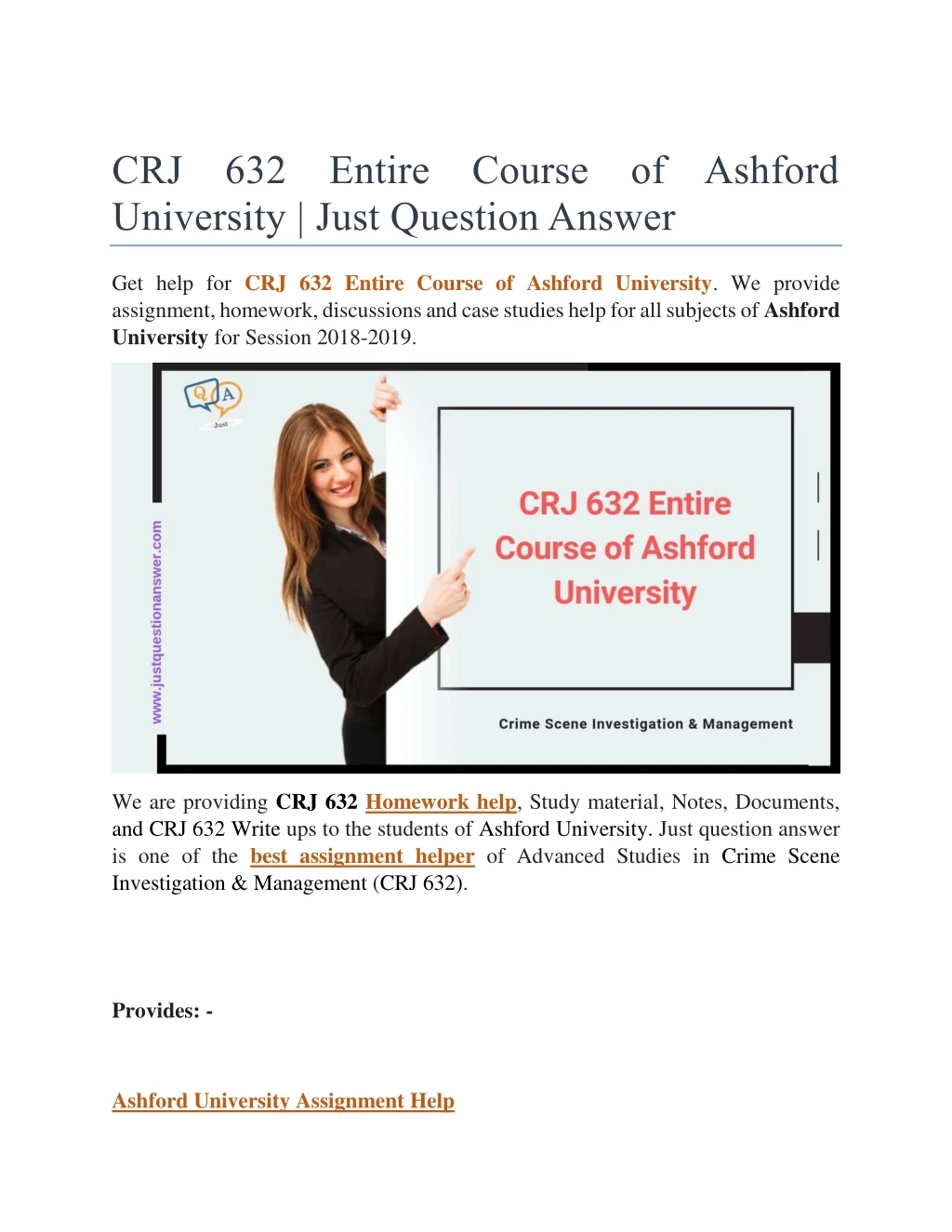 crj 632 entire course of ashford university just