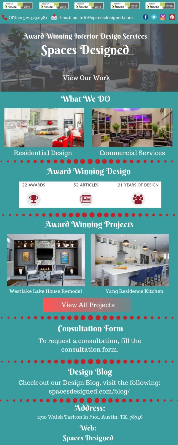 Award Winning Interior Design Services- Spaces Designed