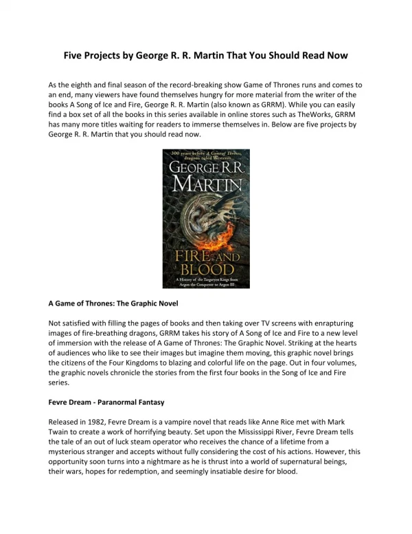 A History of the Targaryen Kings Available At The Works