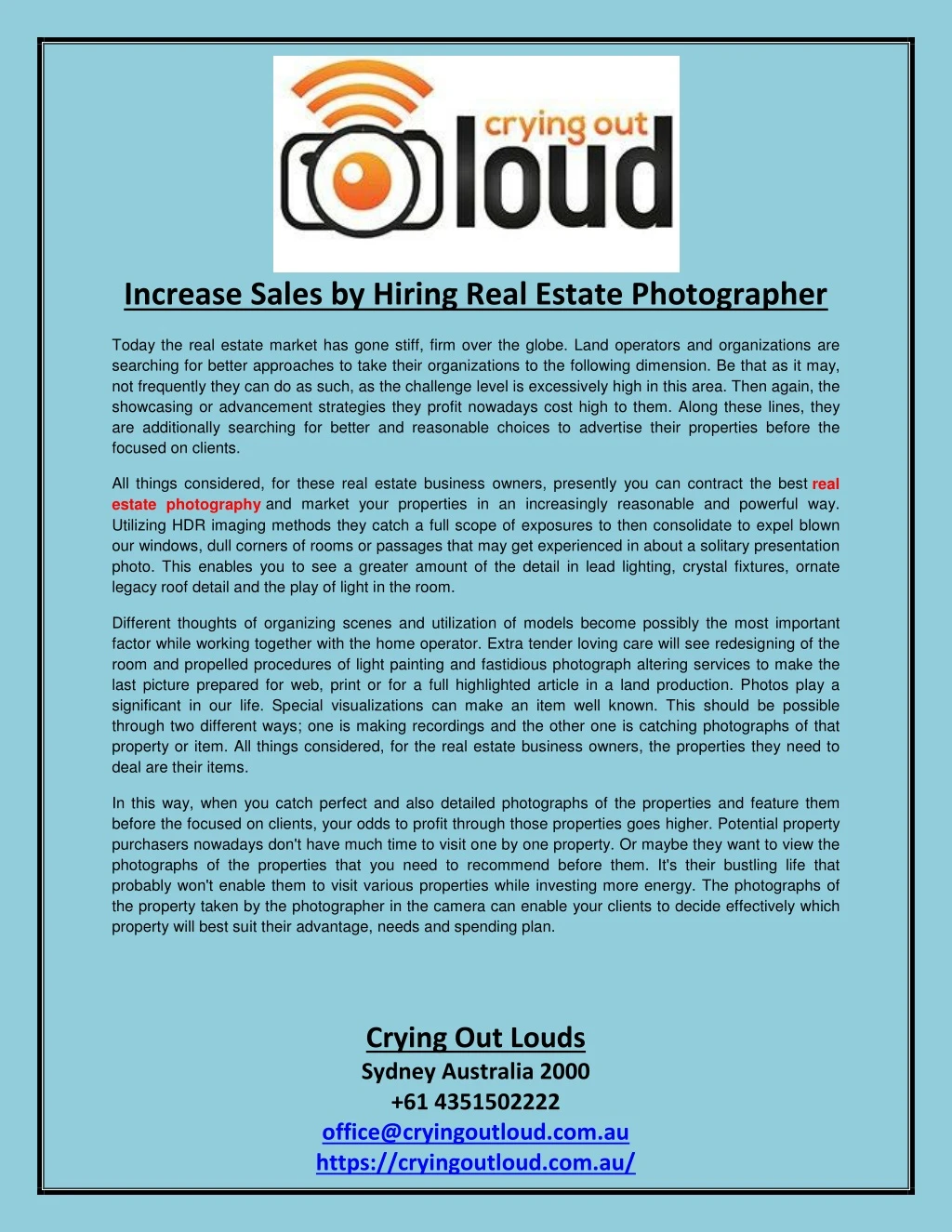 increase sales by hiring real estate photographer