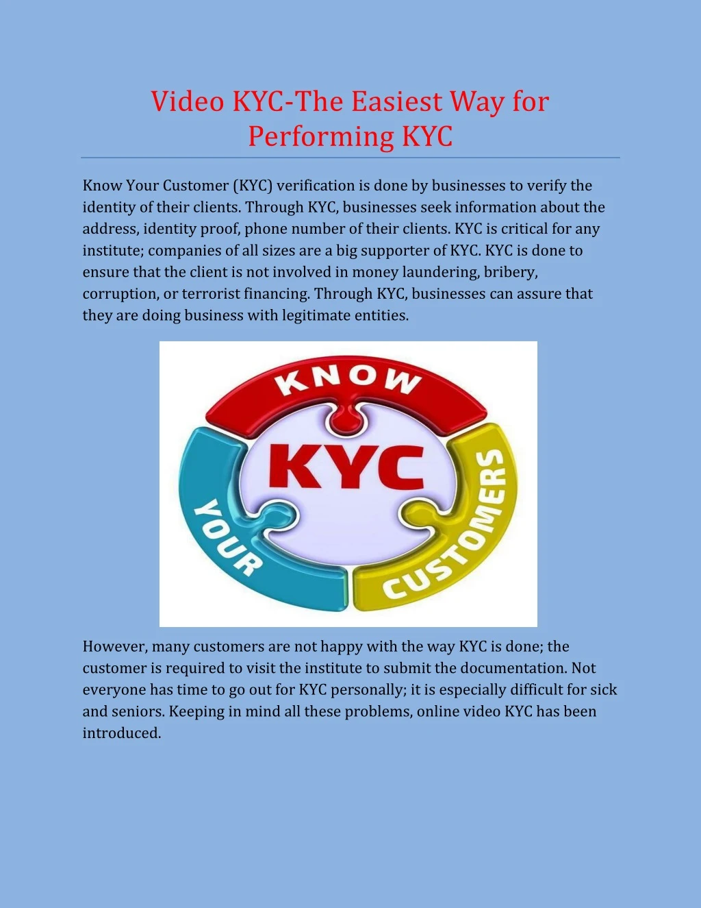 video kyc the easiest way for performing kyc
