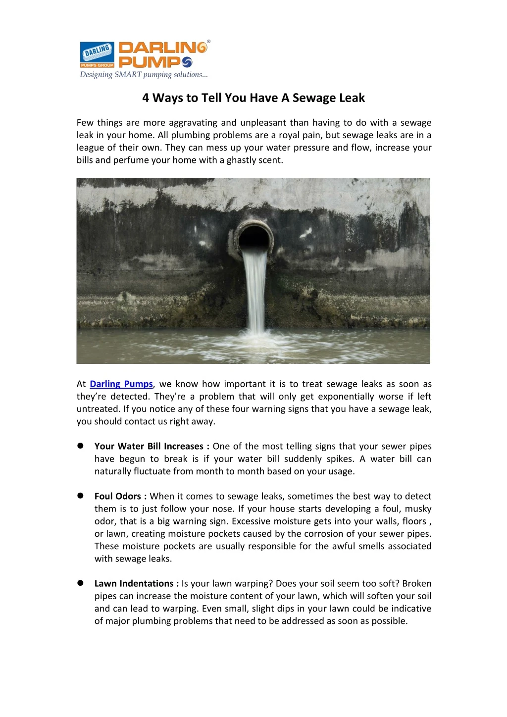 4 ways to tell you have a sewage leak