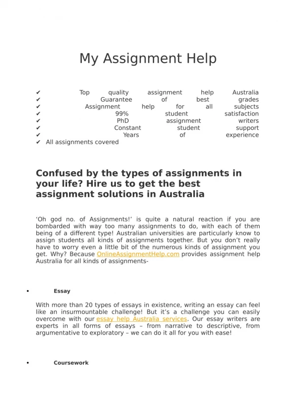 My Assignment Help- Online Assignment Help