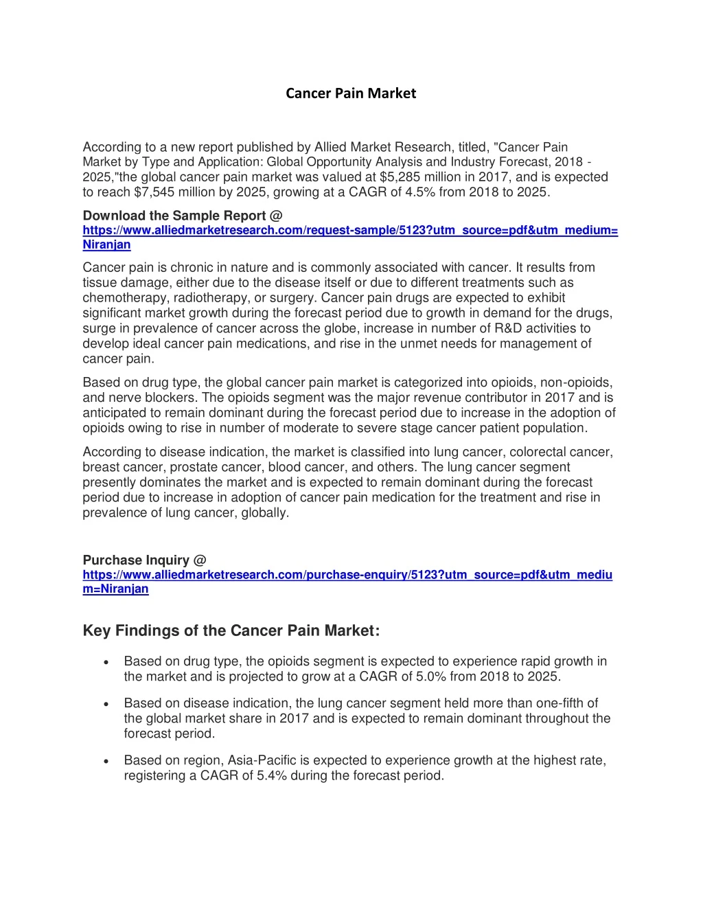cancer pain market