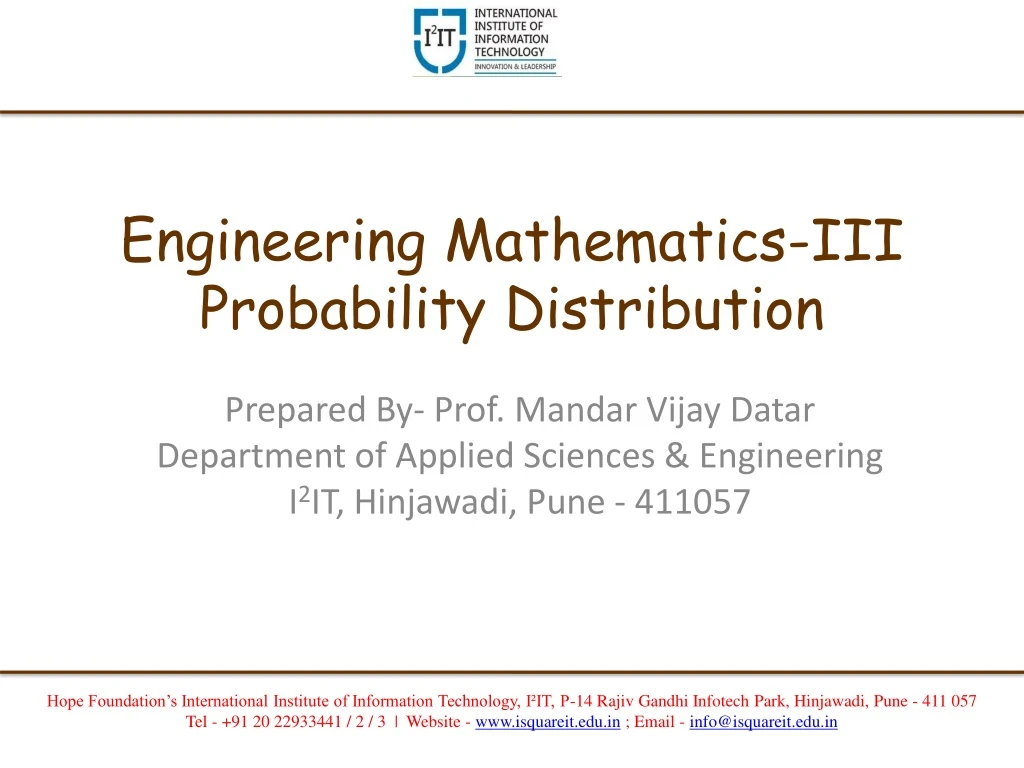 engineering mathematics iii probability distribution