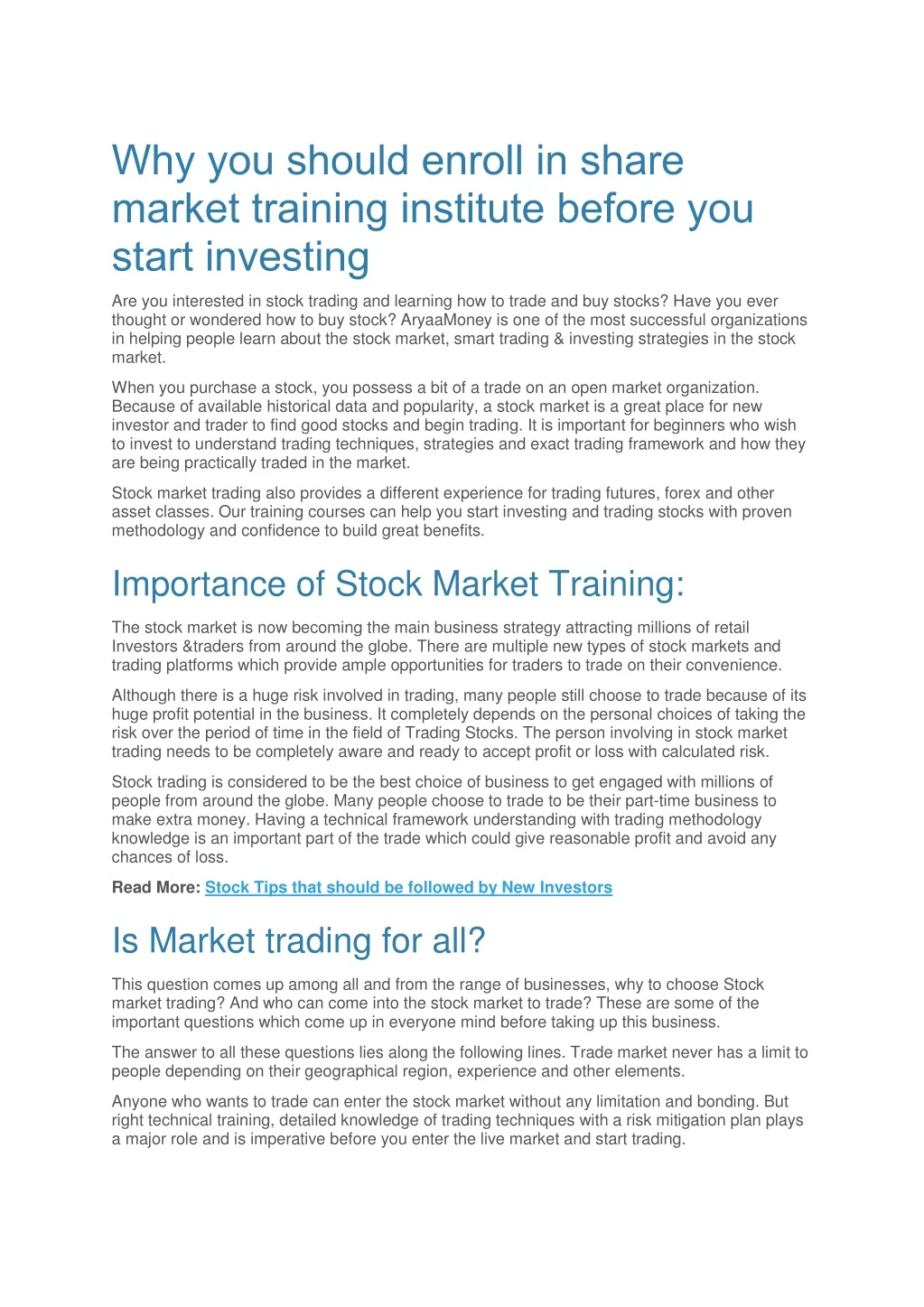why you should enroll in share market training