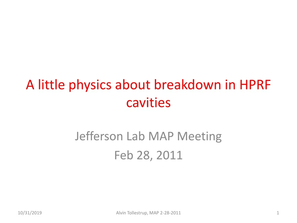 a little physics about breakdown in hprf cavities
