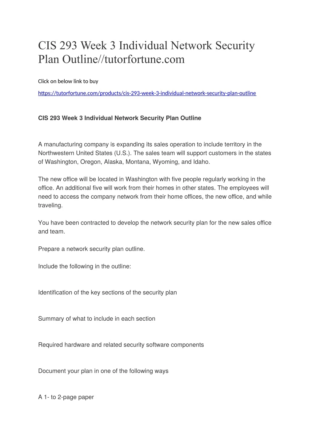 cis 293 week 3 individual network security plan