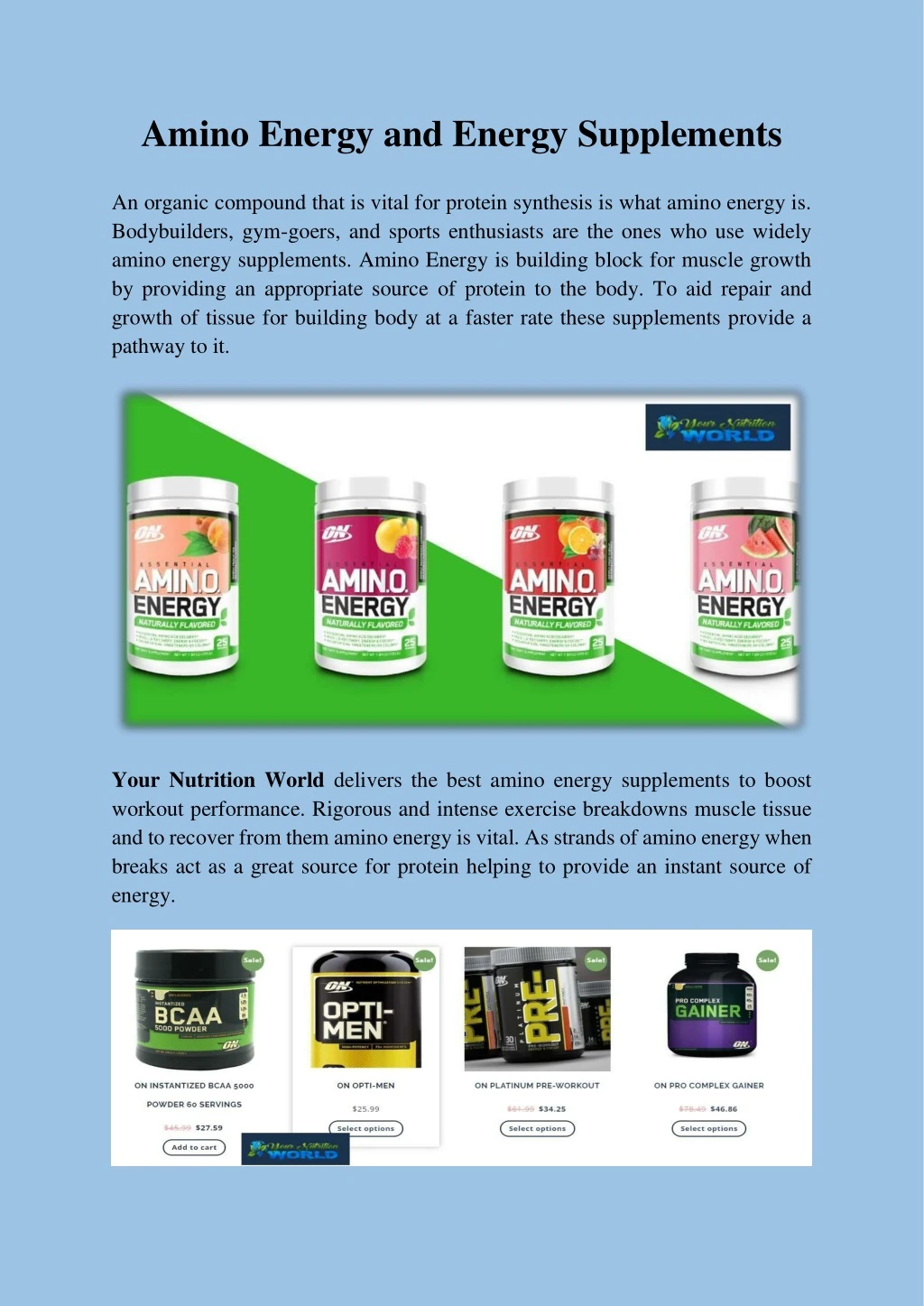 amino energy and energy supplements