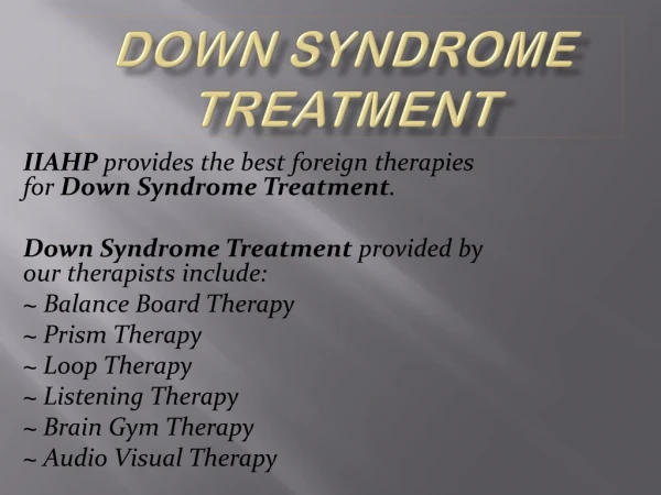 Down Syndrome Treatment