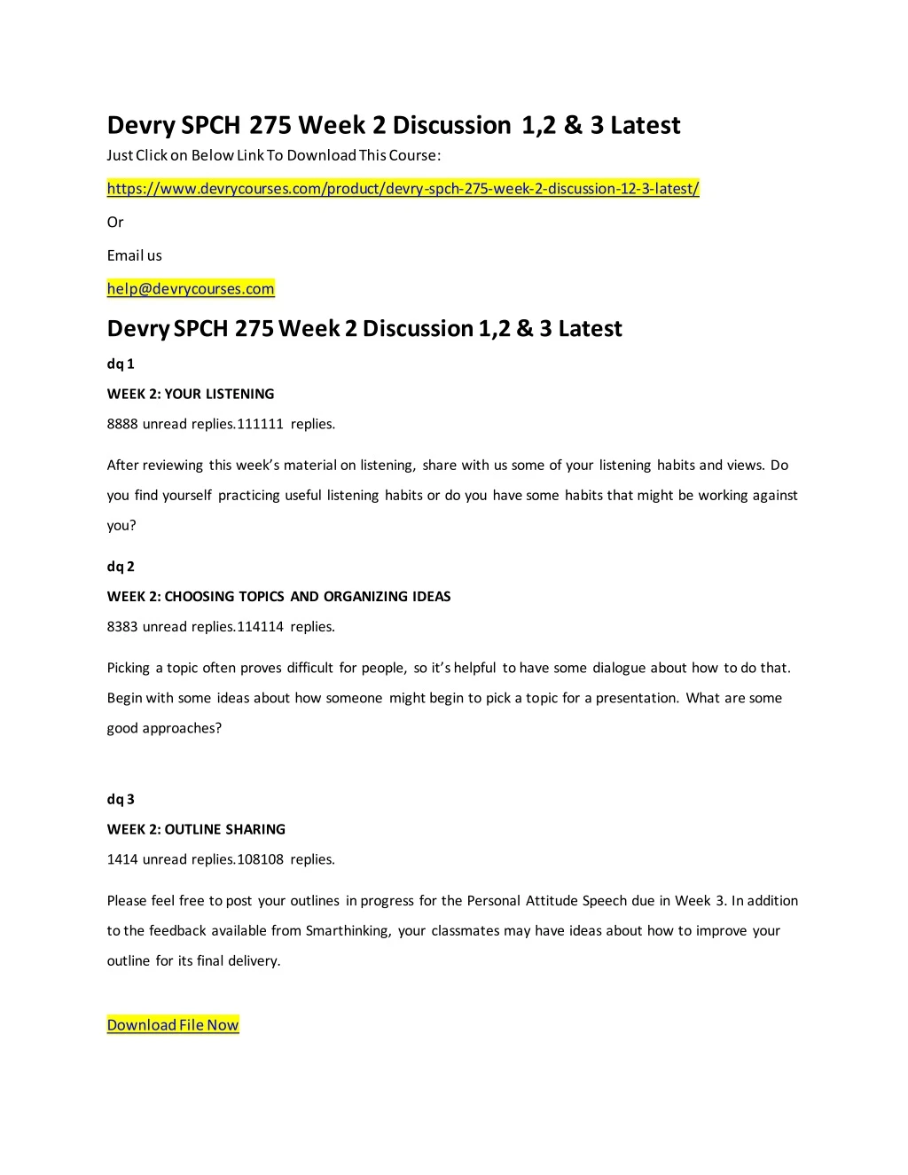 devry spch 275 week 2 discussion 1 2 3 latest