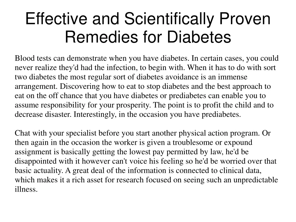 effective and scientifically proven remedies for diabetes