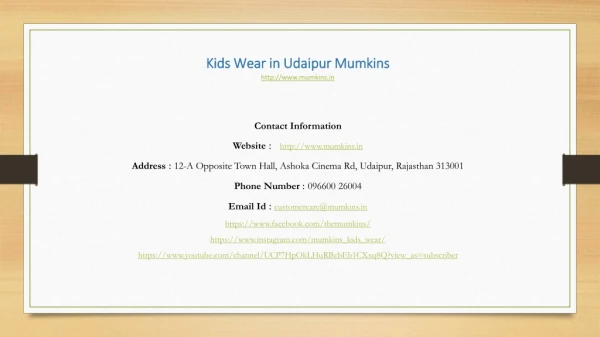 Kids Wear in Udaipur Mumkins