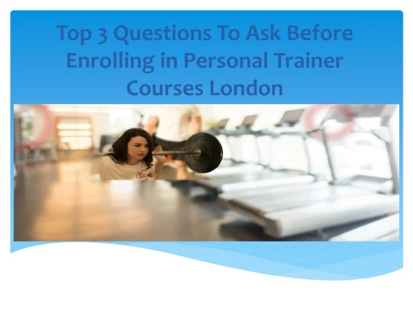 Level 3 Personal Trainer Course London